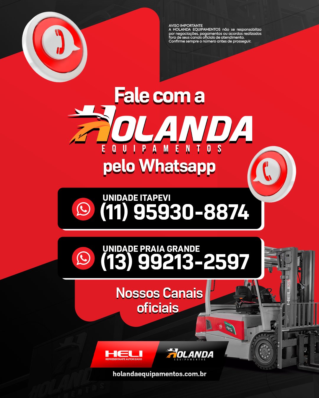 📲 Fale direto com a Holanda Equipamentos pelo WhatsApp oficial!