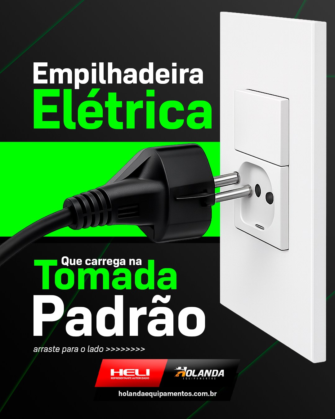 Você sabia que já existe empilhadeira elétrica que carrega direto na tomada comum? 😮⚡